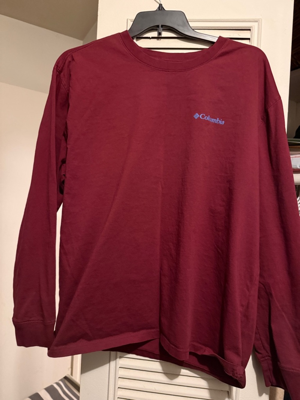 Columbia Long Sleeve Tee - Maroon with Light Blue Logo